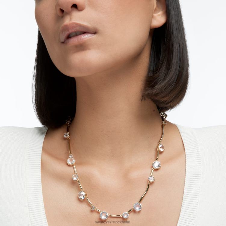 Swarovski constella halsband P28L99 Smycken blandade runda snitt, vit, guldfärgad pläterad