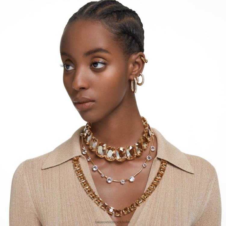 Swarovski constella halsband P28L99 Smycken blandade runda snitt, vit, guldfärgad pläterad