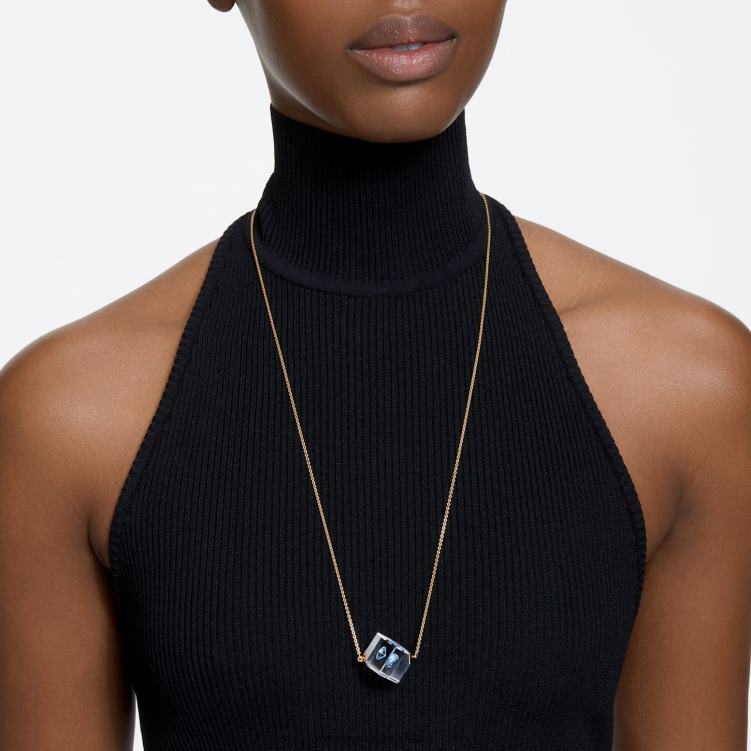 Swarovski curiosa halsband P28L145 Smycken flytande chaton, blå, guldfärgad