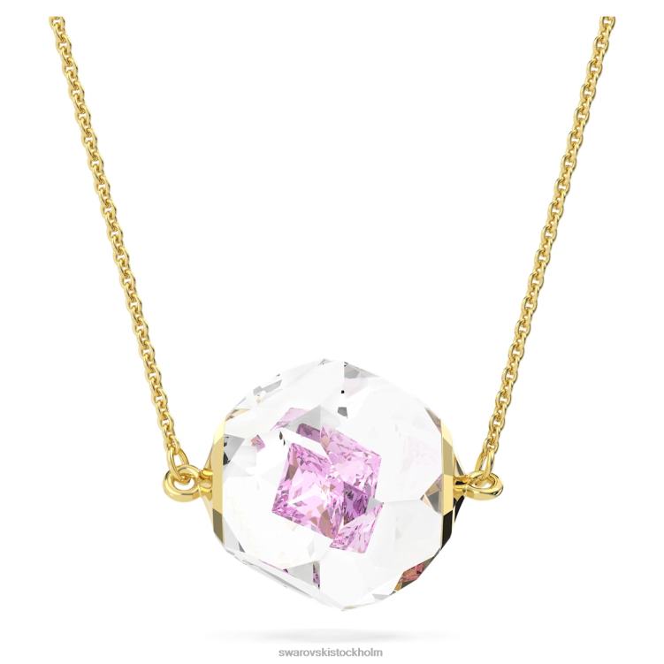 Swarovski curiosa halsband P28L149 Smycken flytande chaton, rosa, guldfärgad