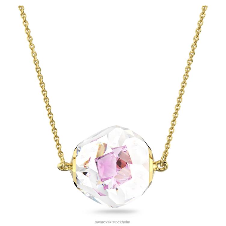 Swarovski curiosa halsband P28L149 Smycken flytande chaton, rosa, guldfärgad