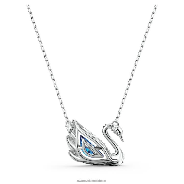Swarovski dansande svanhalsband P28L78 Smycken svan, blå, rodiumpläterad