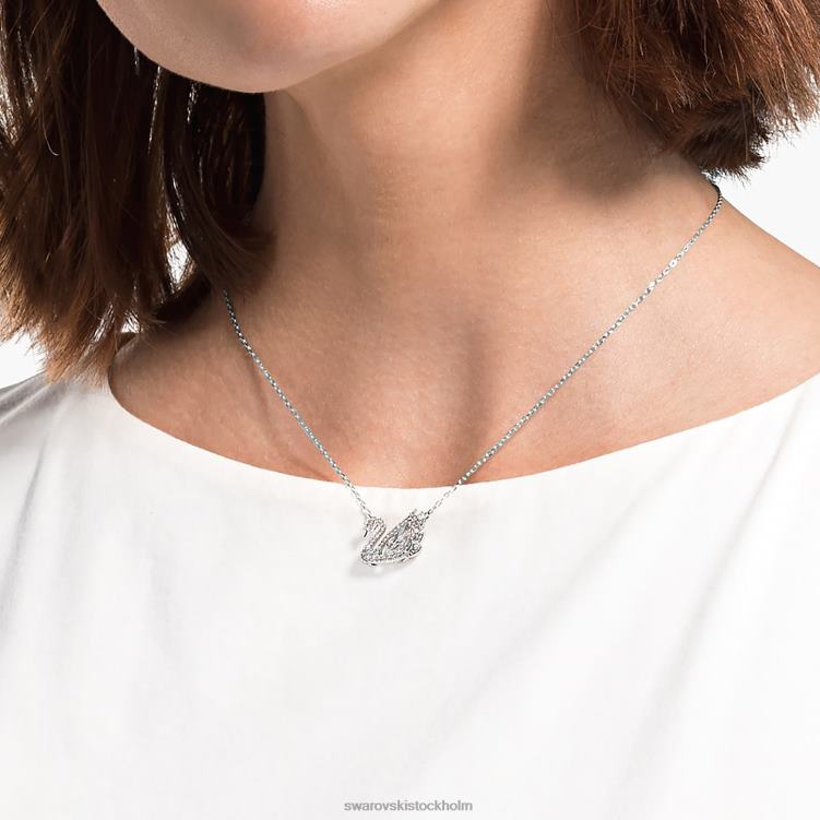 Swarovski dansande svanhalsband P28L79 Smycken svan, vit, rodiumpläterad