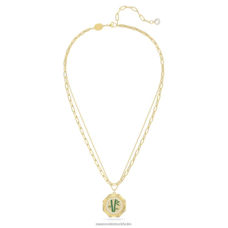 Swarovski dellium halsband P28L122 Smycken bambu, grön, guldfärgad