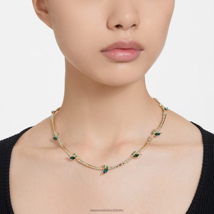 Swarovski dellium halsband P28L142 Smycken bambu, grön, guldfärgad