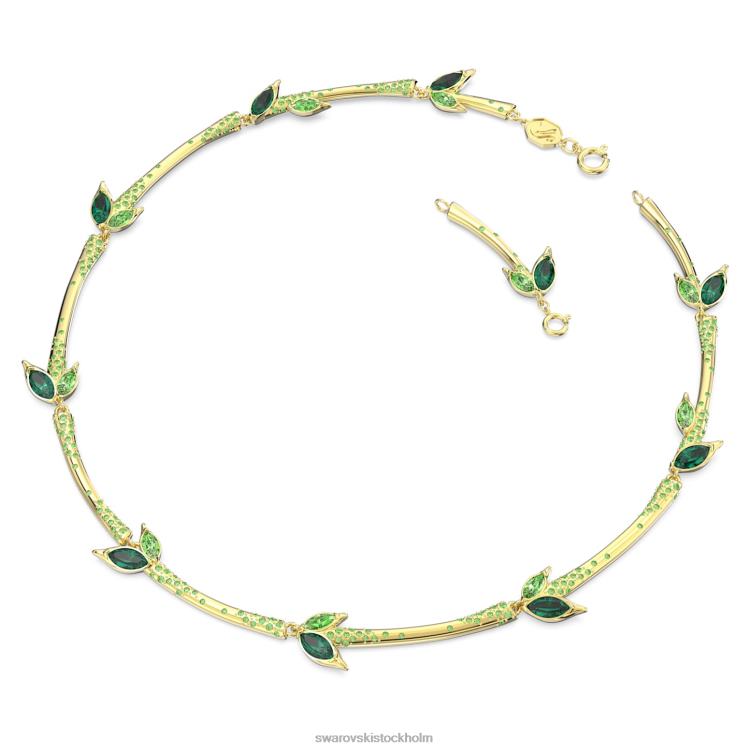 Swarovski dellium halsband P28L142 Smycken bambu, grön, guldfärgad