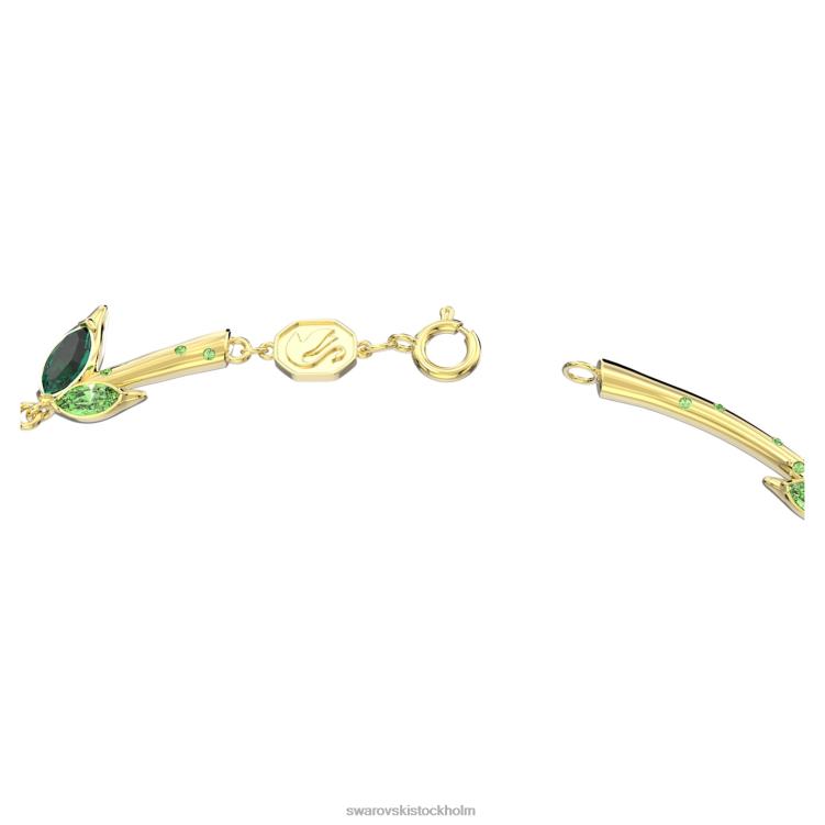 Swarovski dellium halsband P28L142 Smycken bambu, grön, guldfärgad