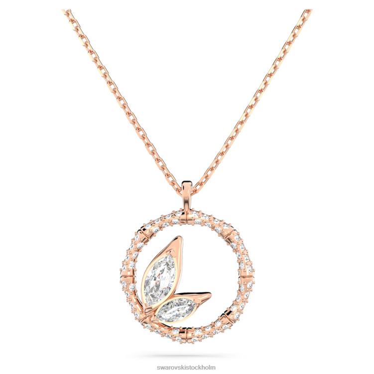 Swarovski dellium halsband P28L96 Smycken rund form, bambu, vit, roséguld pläterad