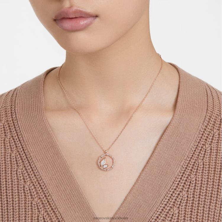 Swarovski dellium halsband P28L96 Smycken rund form, bambu, vit, roséguld pläterad