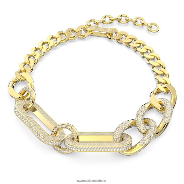 Swarovski dextera halsband P28L11 Smycken statement, blandade länkar, vit, guldfärgad