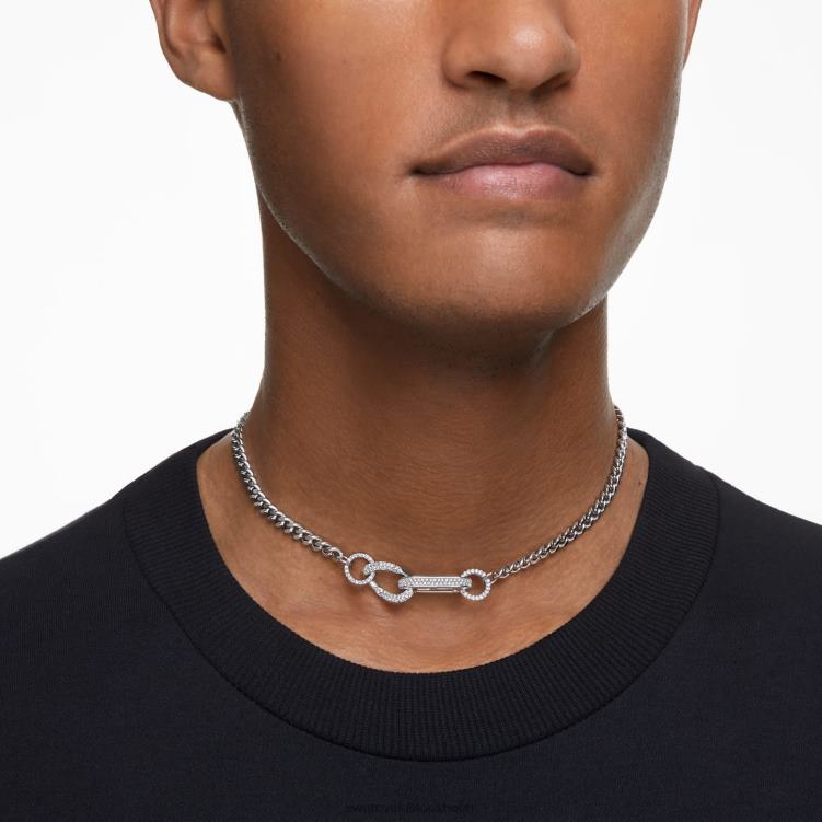 Swarovski dextera halsband P28L33 Smycken bana, blandade länkar, vit, rodiumpläterad