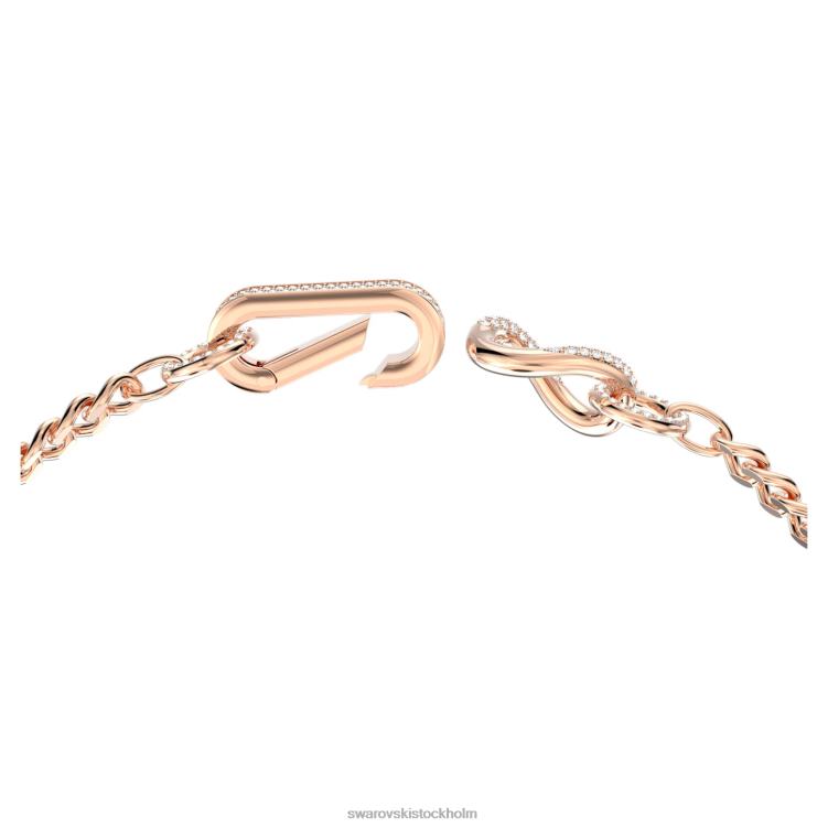 Swarovski dextera halsband P28L36 Smycken bana, blandade länkar, vit, roséguld pläterad
