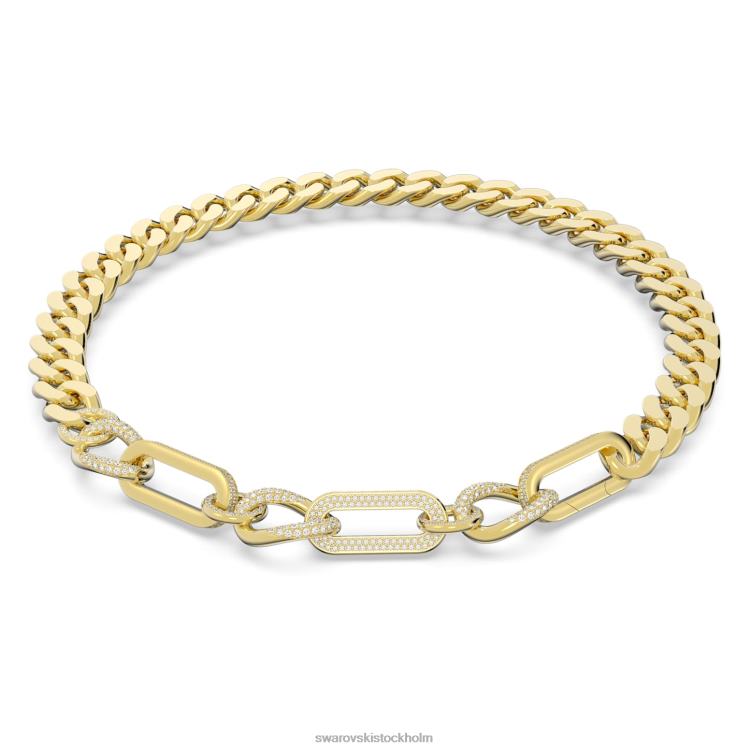 Swarovski dextera halsband P28L43 Smycken statement, blandade länkar, vit, guldfärgad