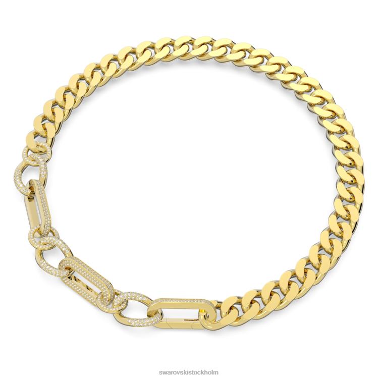 Swarovski dextera halsband P28L43 Smycken statement, blandade länkar, vit, guldfärgad