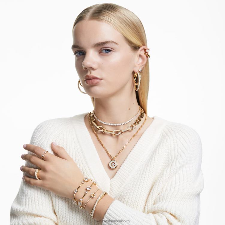 Swarovski dextera halsband P28L43 Smycken statement, blandade länkar, vit, guldfärgad
