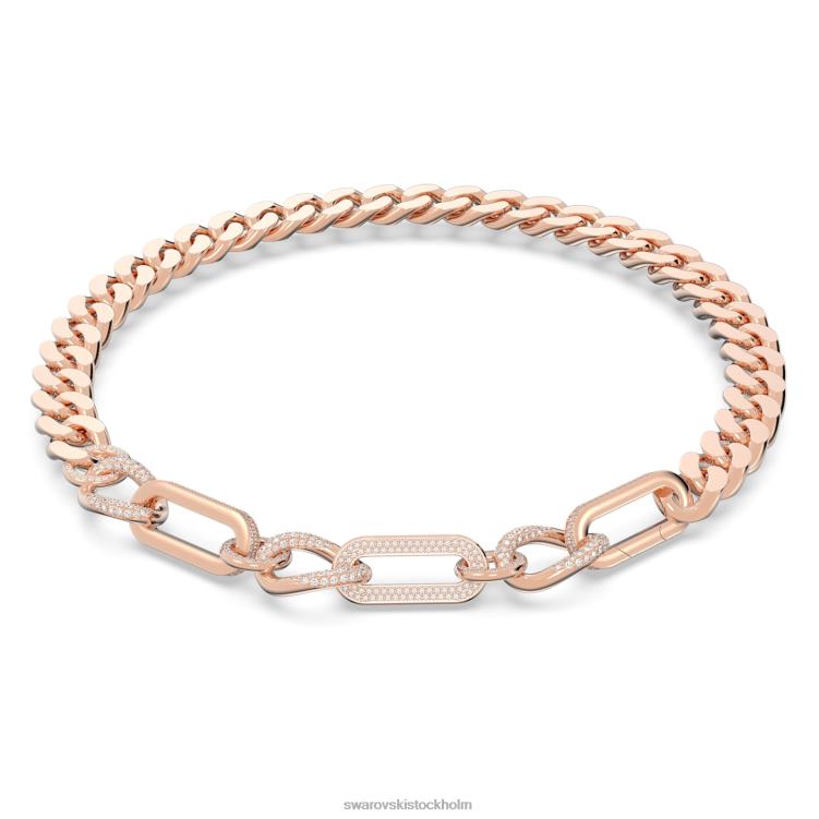 Swarovski dextera halsband P28L44 Smycken statement, blandade länkar, vit, roséguld pläterad