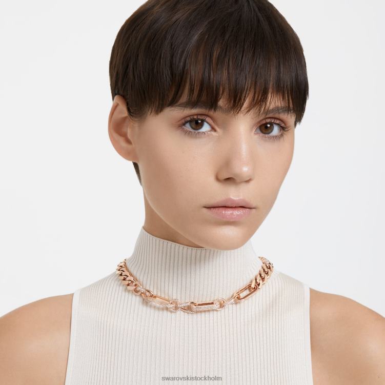 Swarovski dextera halsband P28L44 Smycken statement, blandade länkar, vit, roséguld pläterad