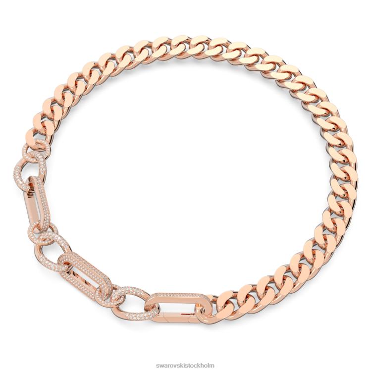 Swarovski dextera halsband P28L44 Smycken statement, blandade länkar, vit, roséguld pläterad