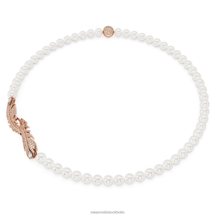 Swarovski fint halsband P28L108 Smycken fjäder, vit, roséguld pläterad