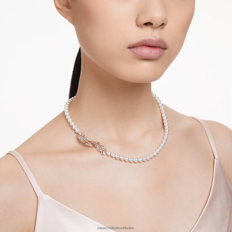 Swarovski fint halsband P28L108 Smycken fjäder, vit, roséguld pläterad