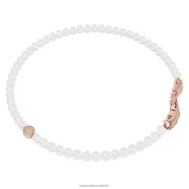 Swarovski fint halsband P28L108 Smycken fjäder, vit, roséguld pläterad