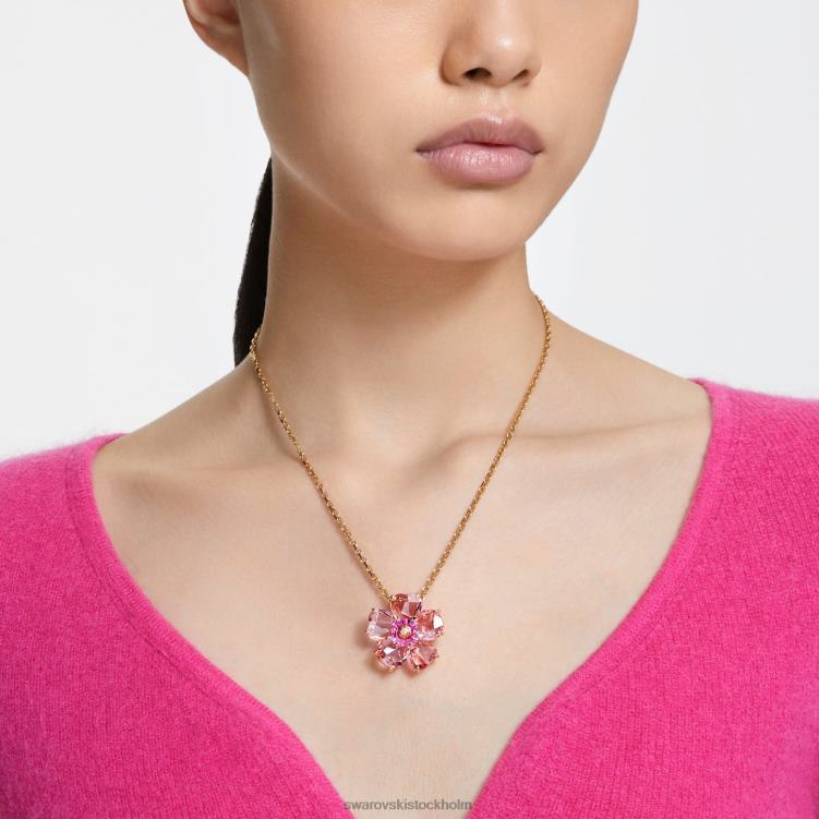 Swarovski florere halsband P28L69 Smycken blomma, rosa, guldfärgad