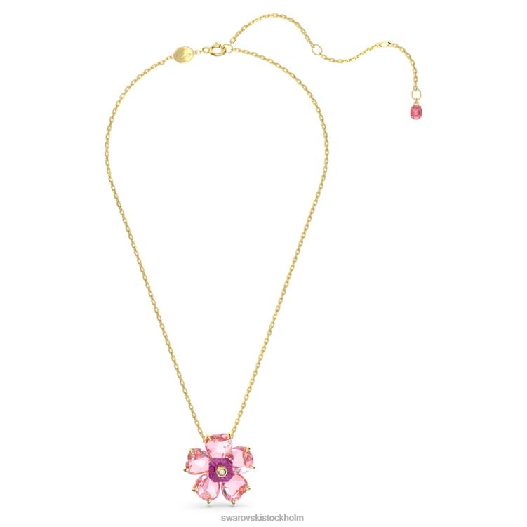 Swarovski florere halsband P28L69 Smycken blomma, rosa, guldfärgad