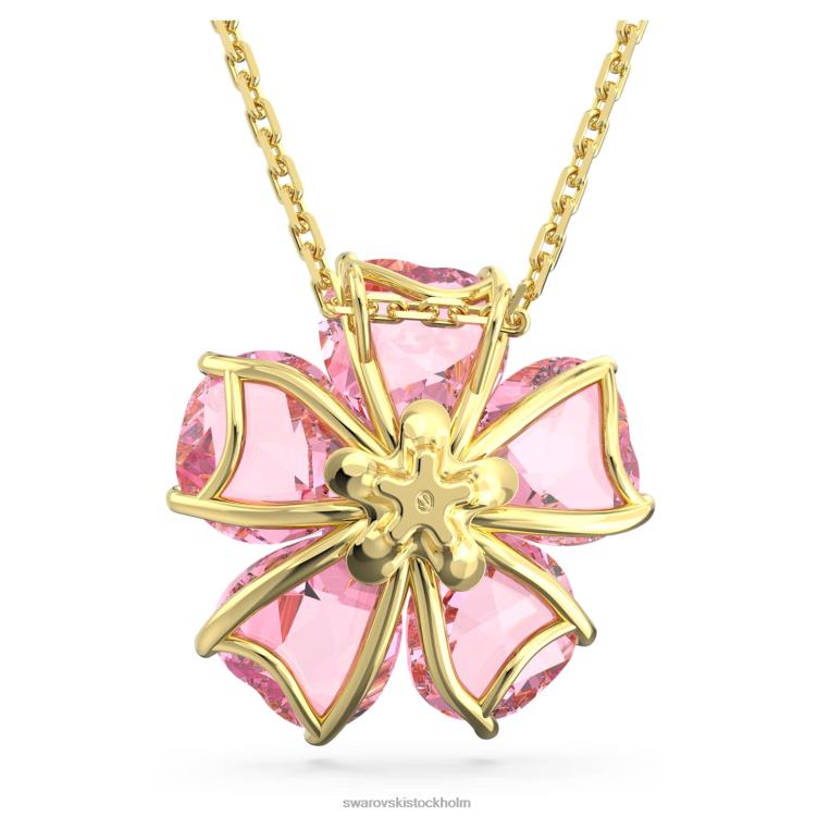Swarovski florere halsband P28L69 Smycken blomma, rosa, guldfärgad
