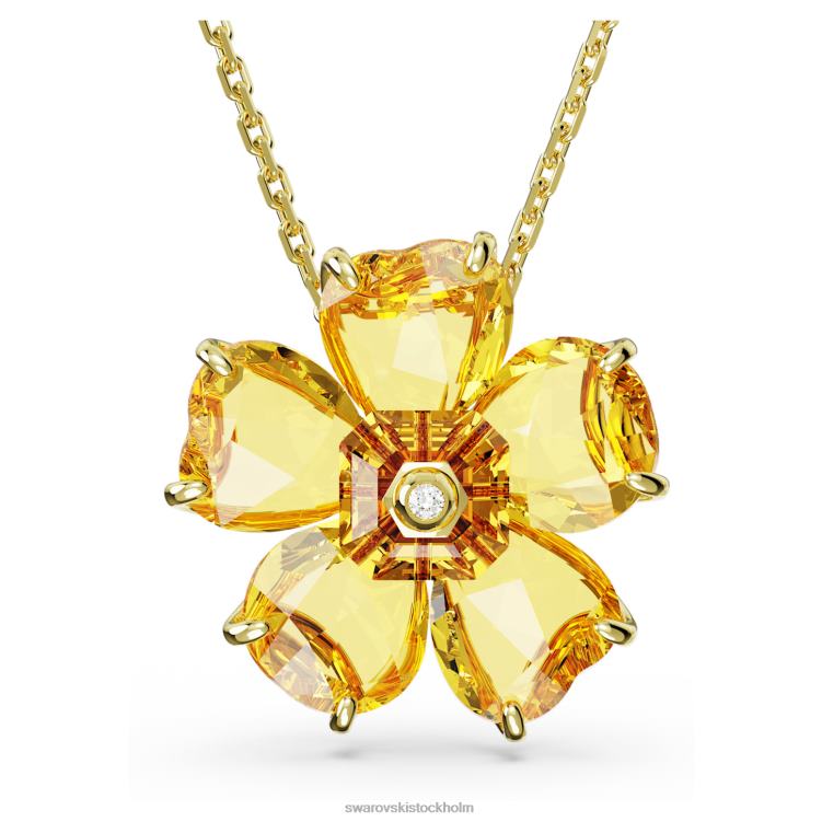 Swarovski florere halsband P28L84 Smycken blomma, gul, guldfärgad