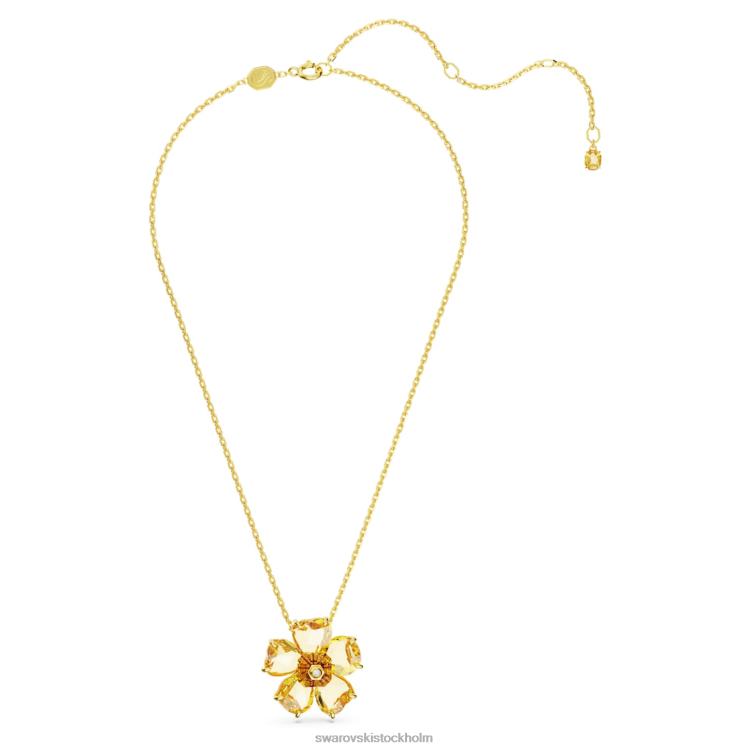 Swarovski florere halsband P28L84 Smycken blomma, gul, guldfärgad