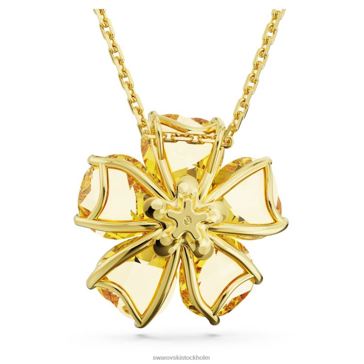 Swarovski florere halsband P28L84 Smycken blomma, gul, guldfärgad