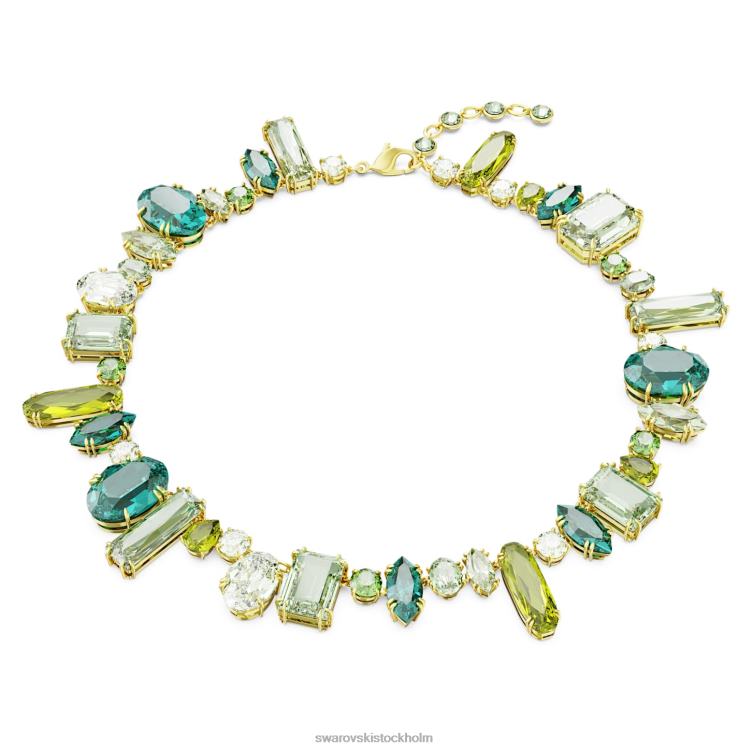 Swarovski gema halsband P28L112 Smycken blandade snitt, grön, guldfärgad