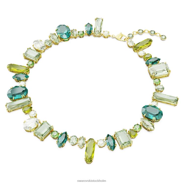 Swarovski gema halsband P28L112 Smycken blandade snitt, grön, guldfärgad
