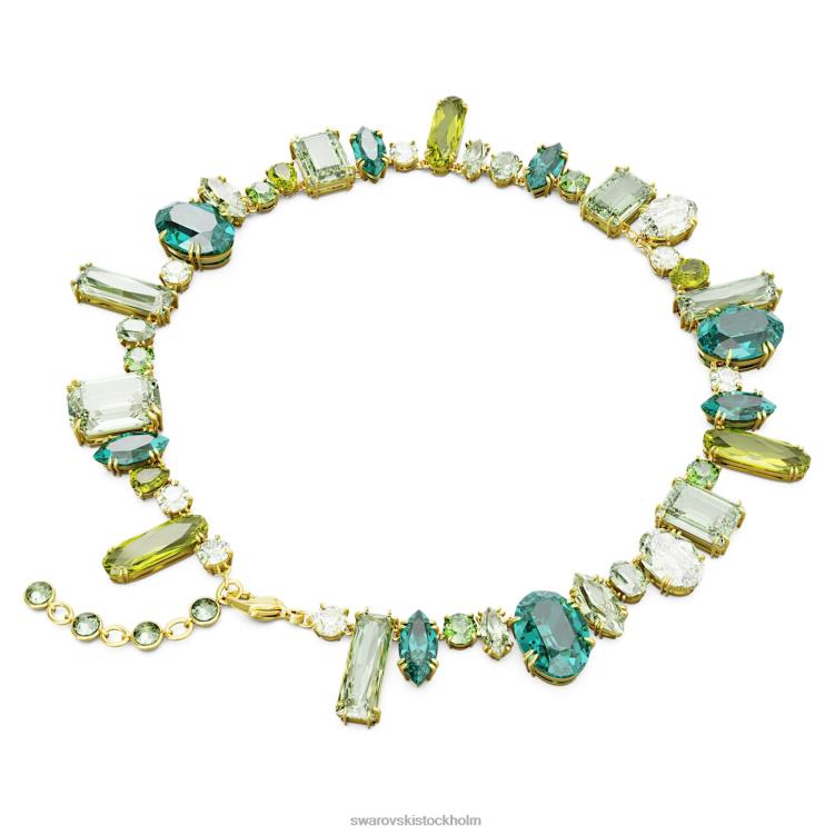 Swarovski gema halsband P28L112 Smycken blandade snitt, grön, guldfärgad