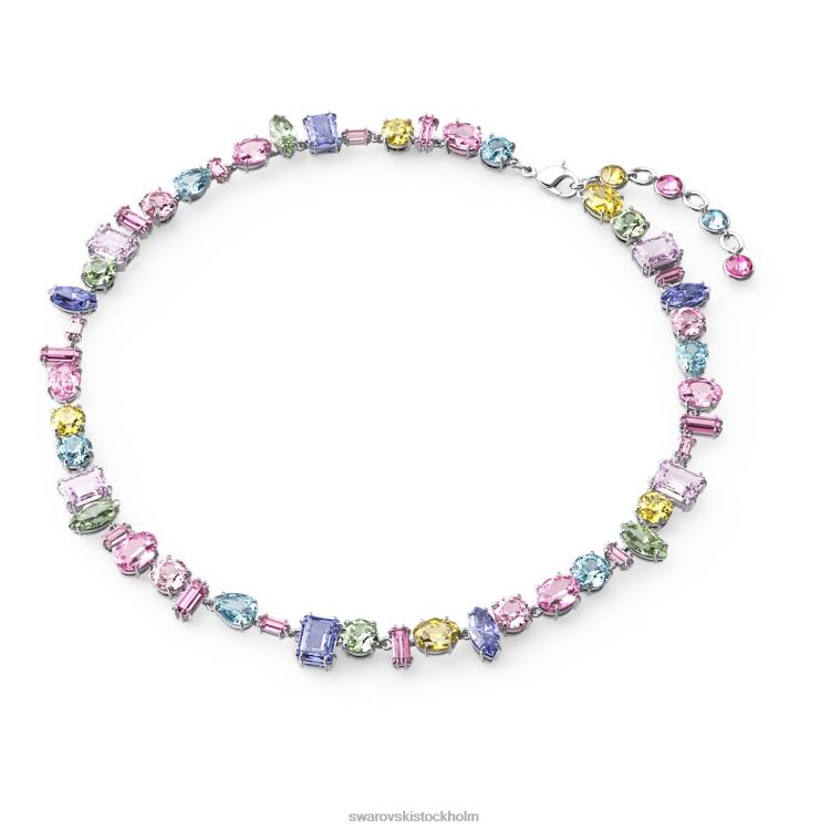 Swarovski gema halsband P28L113 Smycken blandade snitt, flerfärgade, rodiumpläterade