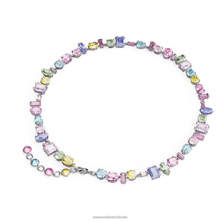 Swarovski gema halsband P28L113 Smycken blandade snitt, flerfärgade, rodiumpläterade