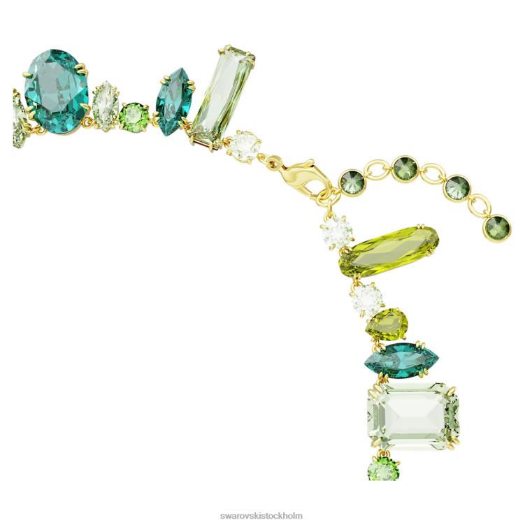 Swarovski gema halsband P28L133 Smycken blandade snitt, grön, guldfärgad