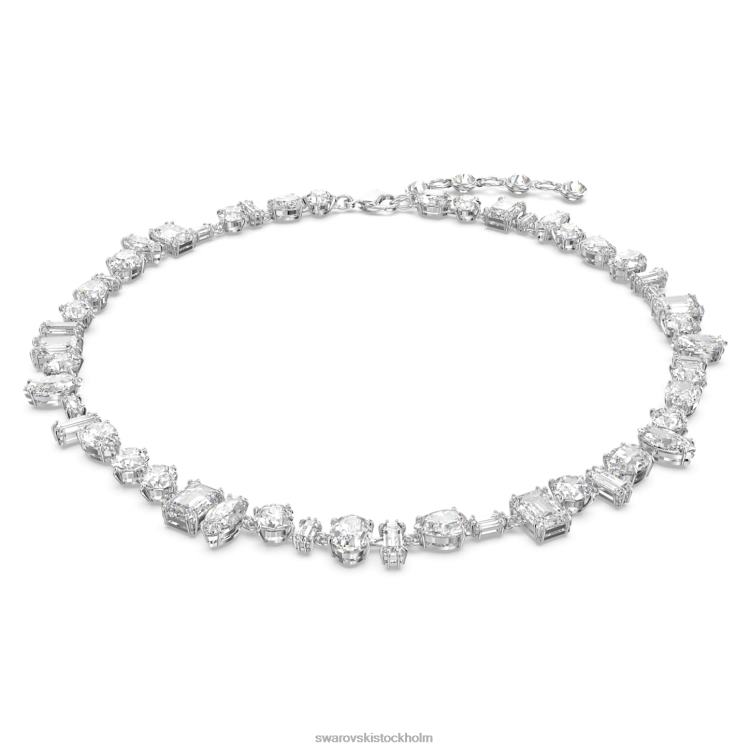 Swarovski gema halsband P28L19 Smycken blandade snitt, vita, rodiumpläterade