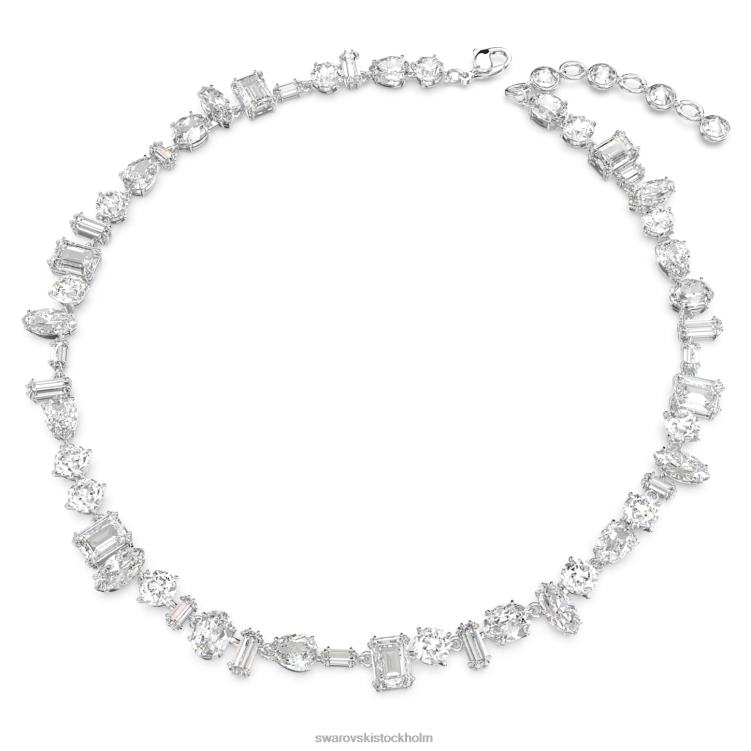 Swarovski gema halsband P28L19 Smycken blandade snitt, vita, rodiumpläterade