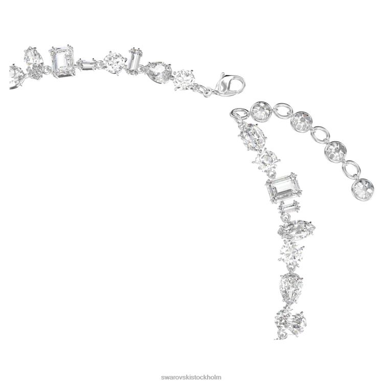 Swarovski gema halsband P28L19 Smycken blandade snitt, vita, rodiumpläterade