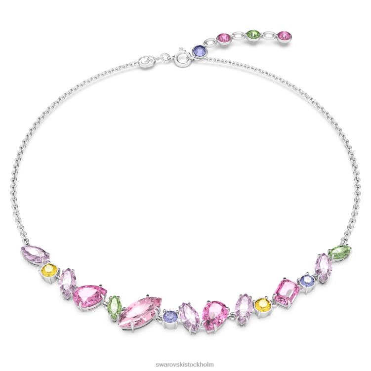 Swarovski gema halsband P28L4 Smycken blandade snitt, flerfärgade, rodiumpläterade