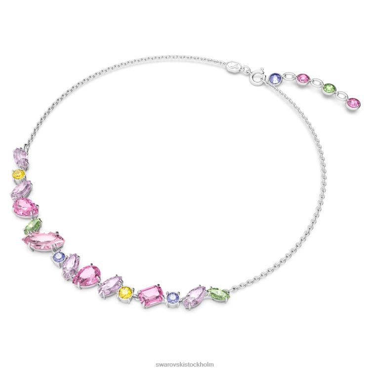 Swarovski gema halsband P28L4 Smycken blandade snitt, flerfärgade, rodiumpläterade