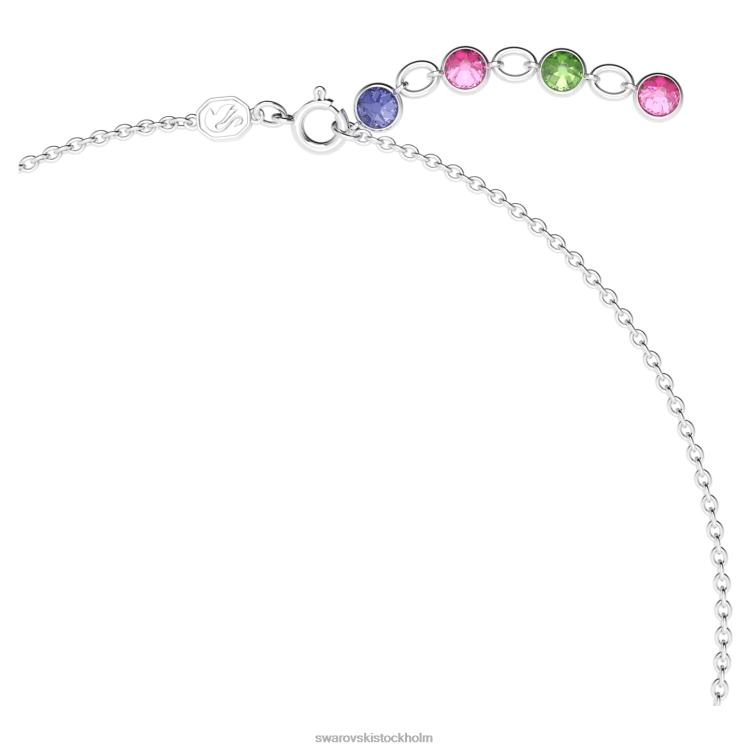 Swarovski gema halsband P28L4 Smycken blandade snitt, flerfärgade, rodiumpläterade