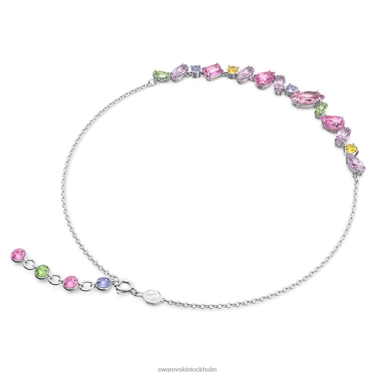 Swarovski gema halsband P28L4 Smycken blandade snitt, flerfärgade, rodiumpläterade