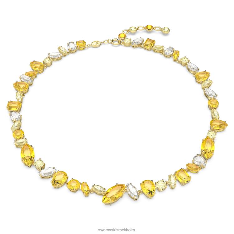 Swarovski gema halsband P28L8 Smycken blandade snitt, gul, guldfärgad