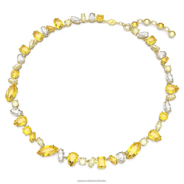 Swarovski gema halsband P28L8 Smycken blandade snitt, gul, guldfärgad