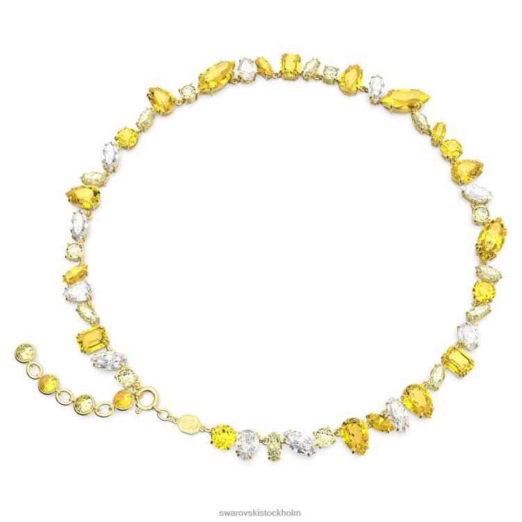 Swarovski gema halsband P28L8 Smycken blandade snitt, gul, guldfärgad
