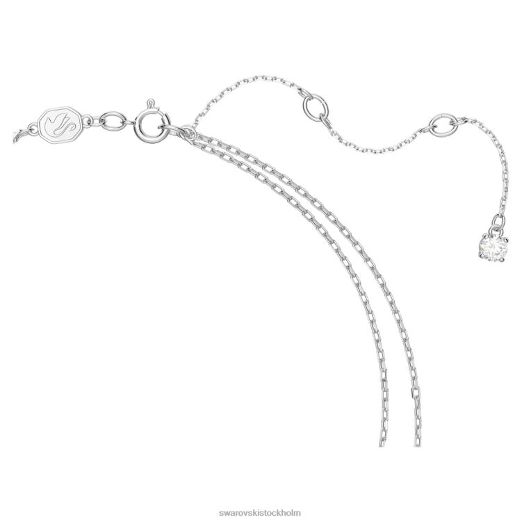 Swarovski gema lagerhalsband P28L39 Smycken blandade snitt, blomma, vit, rodiumpläterad