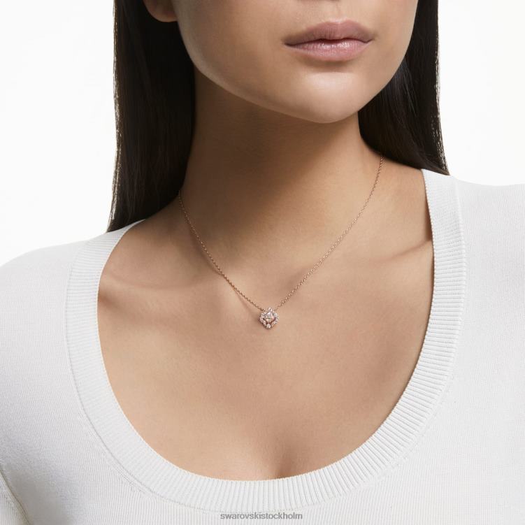 Swarovski glittrande danshalsband P28L155 Smycken klöver, vit, roséguld pläterad