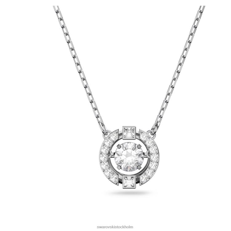 Swarovski glittrande danshalsband P28L17 Smycken rund skuren, vit, rodiumpläterad